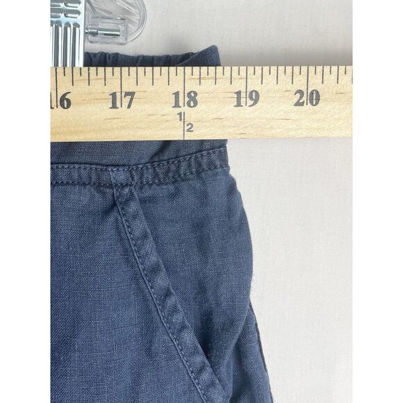Tommy Bahama Linen Shorts Size 14 Navy Blue Mid-Rise Drawstring Waist Pockets - Picture 5 of 7